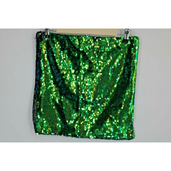 Sequined Sparkle Glitter Green Silver Pillow Case 15" x15" - Picture 1 of 5